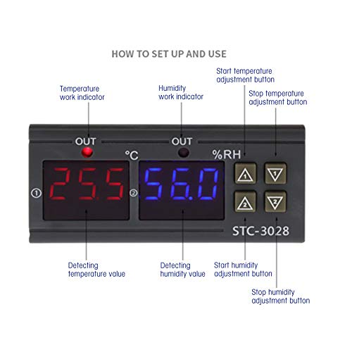 Temperature Control 110V - 220VAC Digital Display Temperature and Humidity Controller Meter with Integrated Sensor(110-220VAC) - size: 110-220VAC