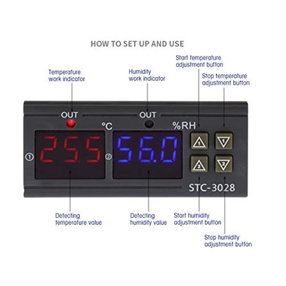 Temperature Control 110V - 220VAC Digital Display Temperature and Humidity Controller Meter with Integrated Sensor(110-220VAC) - size: 110-220VAC