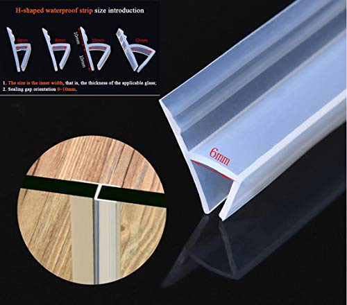3meters (120") Glass Shower Door Seal Strip Frameless Shower Door Sealing Strips Silicone Rubber Window Seal to Stop Shower Leaks Flexible Weatherproof Seal for Bathroom (H-Type 6mm (1/4") - color: H-Type, size: 6mm