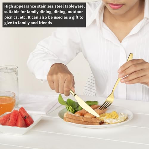 Berglander Gold Silverware Set 48pcs Service for 12, Golden Titanium Plating Stainless Steel Flatware Set, Gold Spoons Forks Knives Set for Home, Wedding, Restaurant, Hotel, Dishwasher Safe - color: c. 48 Pcs