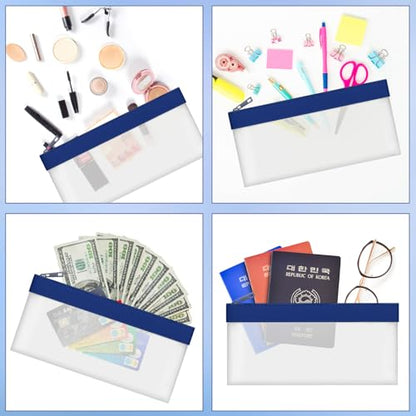 Clear Money Envelopes for Cash Cash Money Bag Pouch 7.6"x3.7" - color: Dark Blue