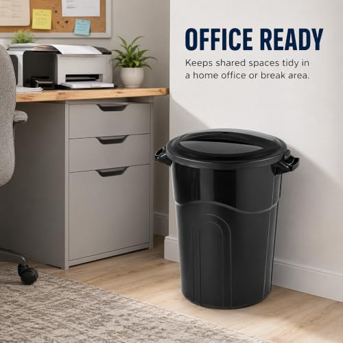 20 Gallon Commercial Garbage Can, Heavy Duty Plastic Trash Bin with Lid - size: 20 Gallon Round