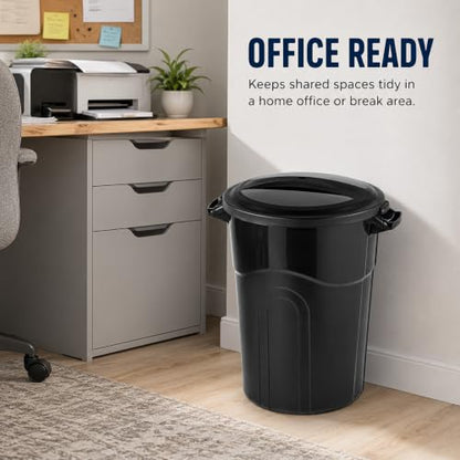 20 Gallon Commercial Garbage Can, Heavy Duty Plastic Trash Bin with Lid - size: 20 Gallon Round