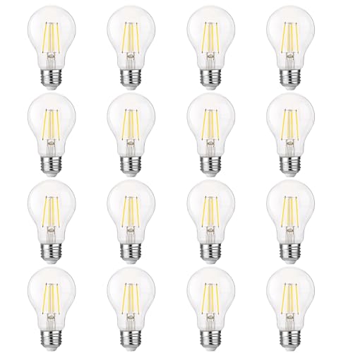 FLSNT A19 LED Light Bulb, 5000K Daylight, Clear Glass, E26 Base, 16 Pack - color: 60w Daylight, size: 16 Count (Pack of 1)