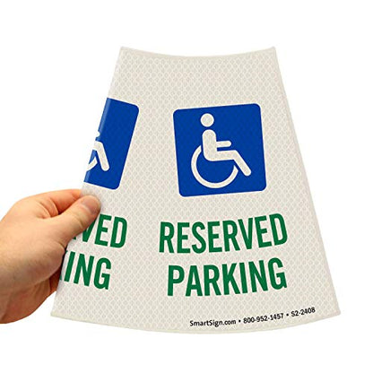 SmartSign “Reserved Parking with Handicapped Symbol” Bright Reflective Cone Message Sleeve, [Cone Not Included] - color: Reserved Parking with Handicapped Symbol, size: Pack of 1