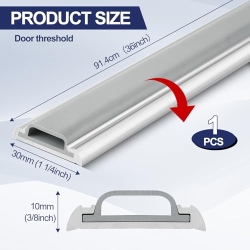 Tandefio 1 Pcs Aluminum Threshold with Vinyl Seal - size: 36"L x 1-1/4"W x 3/8"H