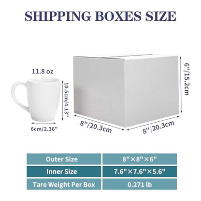 Shipping Boxes 8X8X6 Set of 25, White Corrugated Cardboard Box for Mailing Business Packaging - size: 8X8X6 Inches