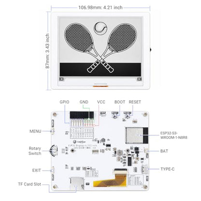 ELECROW ESP32 E-Ink Display 4.2 Inch E-Paper HMI Display Black/White Color - size: 4.2″ E-Ink Display