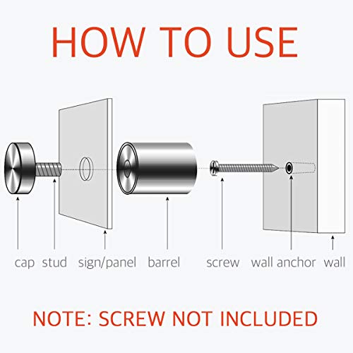 1/2 x 1 Inch Standoff Screws - Lantee 12 Pcs Stainless Steel Glass Sign Standoff Mounts Hardware Bolts 12 x 25mm - color: Silver, size: 1/2" x 1" / 12 x 25mm