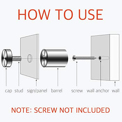 1/2 x 1 Inch Standoff Screws - Lantee 12 Pcs Stainless Steel Glass Sign Standoff Mounts Hardware Bolts 12 x 25mm - color: Silver, size: 1/2" x 1" / 12 x 25mm