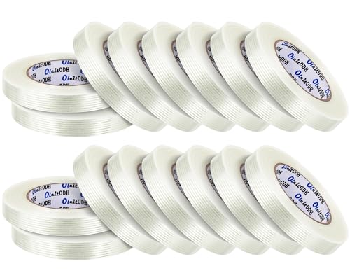 16 Rolls Strapping Tape 1/2 Inch x 60 Yards 5.5 Mil Fiberglass Tape - size: 1/2in x 60Yds