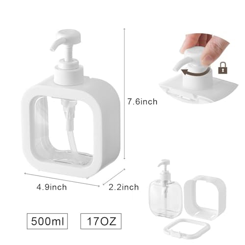 Hand Soap Dispenser for Bathroom, Modern Dish Soap Dispenser for Kitchen Sink, Liquid Soap Container with Pump, Clear Plastic Soap Pump Bottles (2 Packs,17oz, White) - color: White 500ml