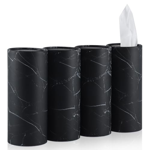 SINGARO Tissue Holder, 4 Pack Car Cup Holder Facial Tissues with Travel Tissue Bag, Quick and Convenient Flower Combination Car Tissue Box(4 Canisters/200 Tissues) Black - color: Black