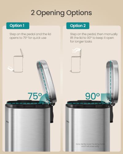 SONGMICS 1.3 Gallon (5 L) Trash Can, Stainless Steel, Step-On Pedal - color: Silver, size: 1.3 Gal.