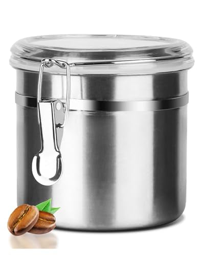 Walktosun Stainless Steel Food Container with Clear Lids Airtight Container Stackable Small Canisters Kitchen Pantry Storage for Cereal, Snacks, Candy, Herbs, Spices, Sugar, Tea (1.2L Silver) - color: 1.2L Sliver