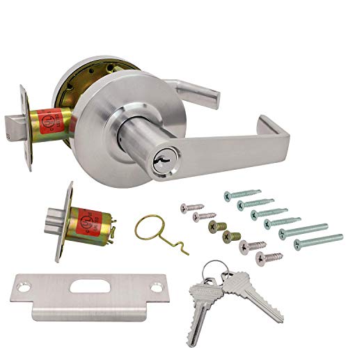 Nuk3y Azure Grade 2 Commercial Duty Cylindrical Lever Lockeset, ADA, UL Rated, Satin Chrome US26D (Entry) - size: Entry