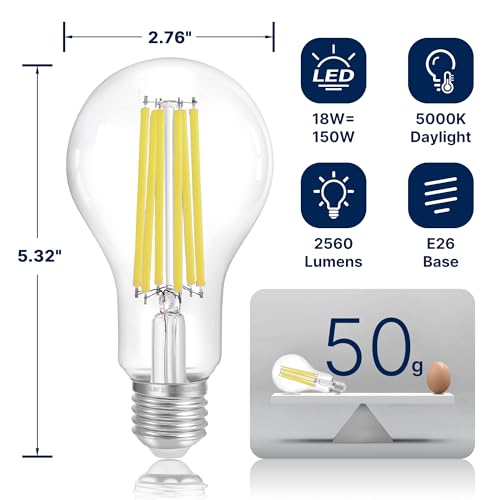 FLSNT 150W Eq Dimmable A23 LED, 2650LM, 5000K, E26, 4P - color: 150w 5000k Daylight, size: 4 Count (Pack of 1)