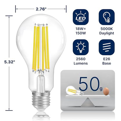 FLSNT 150W Eq Dimmable A23 LED, 2650LM, 5000K, E26, 4P - color: 150w 5000k Daylight, size: 4 Count (Pack of 1)