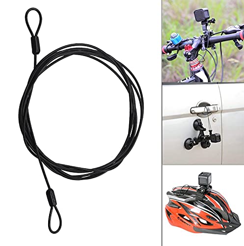 GOMRQING 3mm 200CM/6.6ft Long Outdoor Travel Security Cable Lock,Braided Steel Coated Safety Cable Luggage Lock,Safety Cable Wire Rope Chain Lock Double Loop Lightweight (2 Pack) - size: 6.6FT-2 Pack