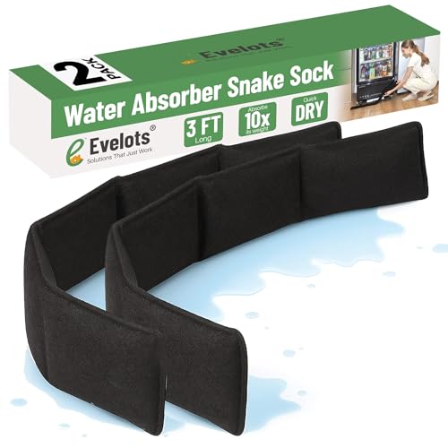 Evelots 2-Pack Water Absorber Snake Socks, 3-Ft Reusable Leak Barriers - size: Pack of 2