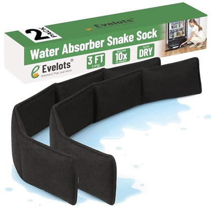 Evelots 2-Pack Water Absorber Snake Socks, 3-Ft Reusable Leak Barriers - size: Pack of 2