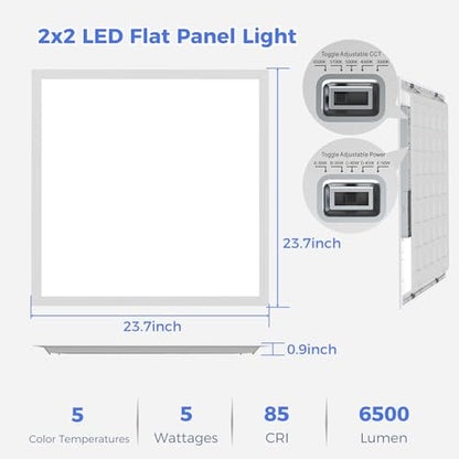 AIKVSXER 42 Pack 2x2 LED Flat Panel Light, Recessed Drop Ceiling Light Kitchen Lighting Fixtures,Bright 6500LM,0-10V Dimmable,Switchable 3000K/4000K/5000K/5700K/6500K, 30W/35W/40W/45W/50W - size: 2x2-42p