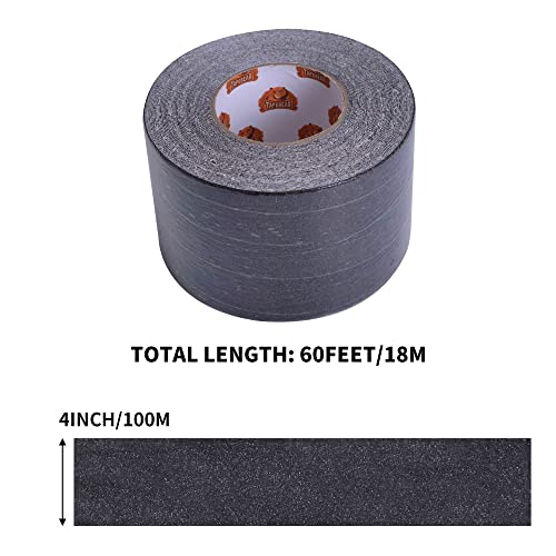 TAPEBEAR Black Grip Tape Anti Slip Traction Tape 4Inch x 60Ft - color: Black, size: 4in x 60feet
