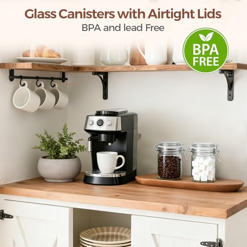ComSaf 25 oz Glass Jars with Airtight Lids 6 Pack Pantry Coffee Canisters - size: 25 fl oz x 6