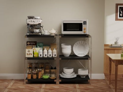 3-Tier Industrial Bookshelf, Wood and Metal Shelf Unit, Storage Bookcase - color: Black, size: 3T24IN