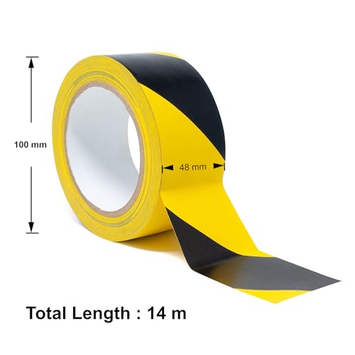 SINGHAL Floor Marking Tape - 2 Pack Black & Yellow Hazard Tape, 2" x 46 ft Each | Safety Warning Stripe Tape for Floors, Aisles, Warehouses & Hazard Areas