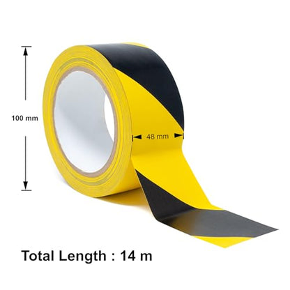 SINGHAL Floor Marking Tape - 2 Pack Black & Yellow Hazard Tape, 2" x 46 ft Each | Safety Warning Stripe Tape for Floors, Aisles, Warehouses & Hazard Areas