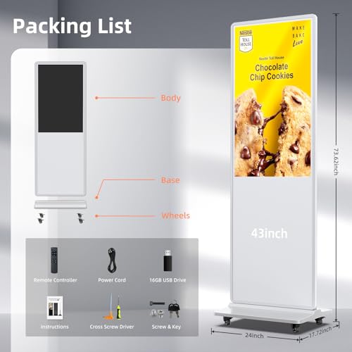 32'' Digital Signage Display Smart Android LCD Sign Kiosk Electronic Menu Board Advertising Display Screen Monitor HDMI WiFi USB 2K Media Video Player (TouchScreen,White) - color: White, size: 32-Inch, style: Touch Screen