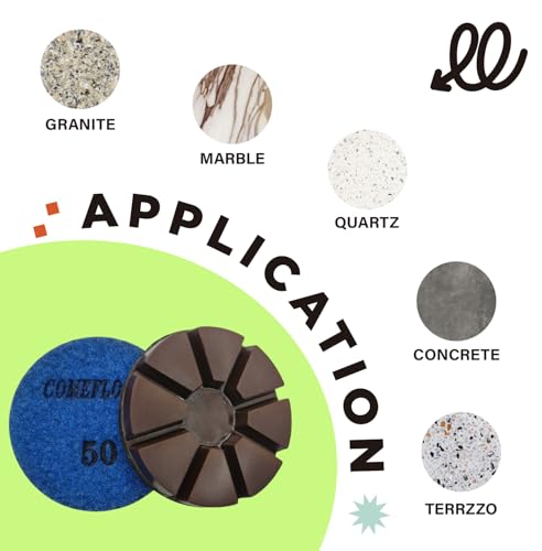 Hybrid Transitional Diamond Polishing Pucks for Concrete Terrazzo Floor, Aggressive Hook and Loop Grinding Pads, 3 Inch Sharp Copper Bond Disc, 50#, 3PCS - style: 50#