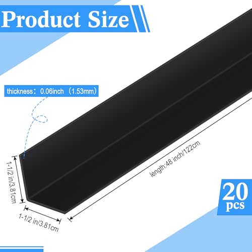 Sasylvia 20 Pcs Wall Corner Guard, 1-1/2 X 48 Inches, Black, Vinyl - color: Black, size: 1-1/2 x 48 inches