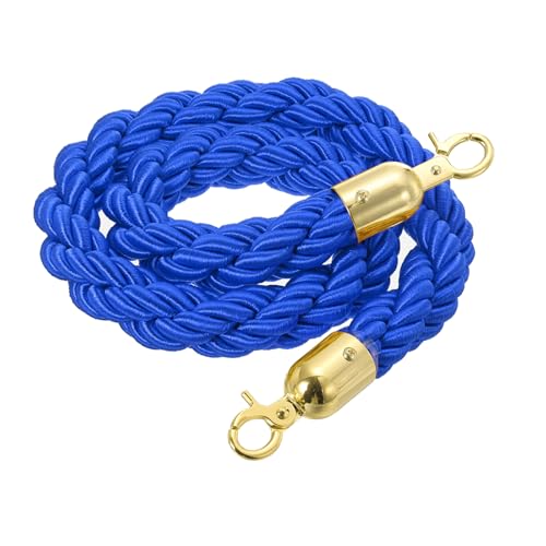 MECCANIXITY Twisted Stanchion Rope 5Ft/1.5M Barrier Rope w Hooks - color: Blue Golden, size: 5 Ft