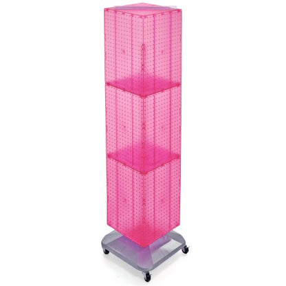 Azar Displays 701465-PNK FOUR-SIDED PEGBOARD TOWER FLOOR DISPLAY ON REVOLVING WHEELED BASE. PANEL SIZE: 14"W X 60"H", Pink - color: Pink
