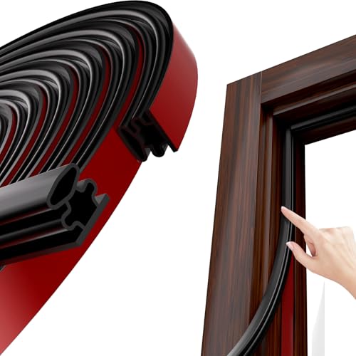 Weather Stripping, Black D-Shaped Rubber Seal Strip for Doors/Windows, Self-Adhesive Door Soundproof Weatherstripping for Door Frame Window Insulation Gap Blocker 20 Ft - color: Black, size: 0.39" Thick x 20 Ft