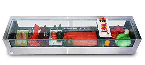 JapanBargain, Set of 8 Sushi Neta Case Plates with Drip Holes, 8.75"x5" Light Green Melamine Sushi Sashimi Raw Fish Display Trays, Restaurant & Commercial Quality, Durable Plastic, Dishwasher Safe