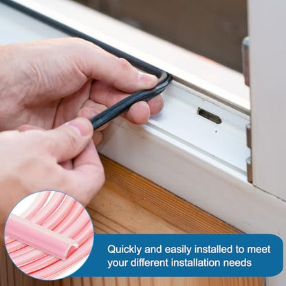 PATIKIL Silicone Weather Stripping Door Seal, 19.7 ft D Shape Weather Stripping Self Adhesive Door Seal Strip for Door Frame, Window Sealing, Large Gap, 5/16" Wx5/128 Tx5/32 H, Clear/Red - size: 19.7 ft Long, 5/16"Wx5/128"Tx5/32"H