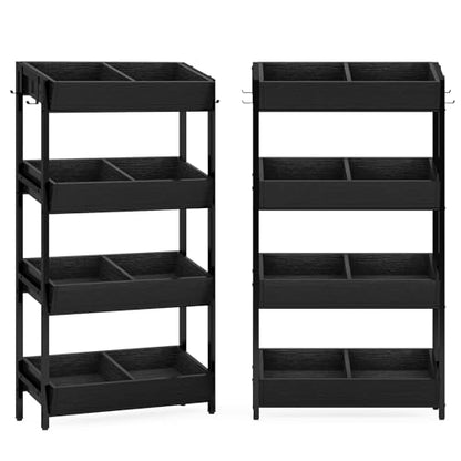 Tribesigns 4-Tier Retail Display Rack Stand, Wooden Snack Candy Rack, Heavy-Duty Wood Metal Concession Stands, Storage Shelf Organizer for Potato Chip (2, Black) - color: Black