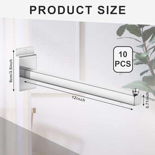Hicarer 10 Pcs Slatwall Faceout, 12 Inch Metal Square Arm Hooks, Silver - color: Silver