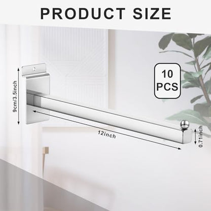 Hicarer 10 Pcs Slatwall Faceout, 12 Inch Metal Square Arm Hooks, Silver - color: Silver