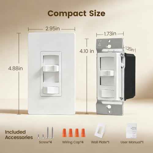 SURAIELEC Dimmer Light Switch, Fit for 300W LED/CFL and 600W INC/HAL