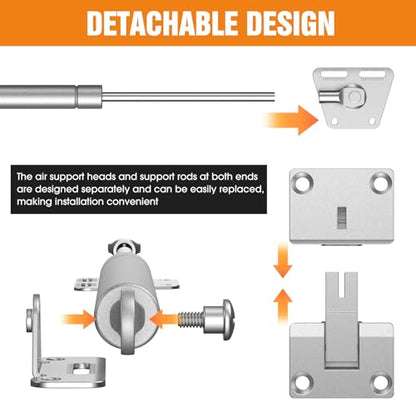 Drop Down Gas Spring Hinge, 90° Struts for Downward Cabinet Doors - color: Silver