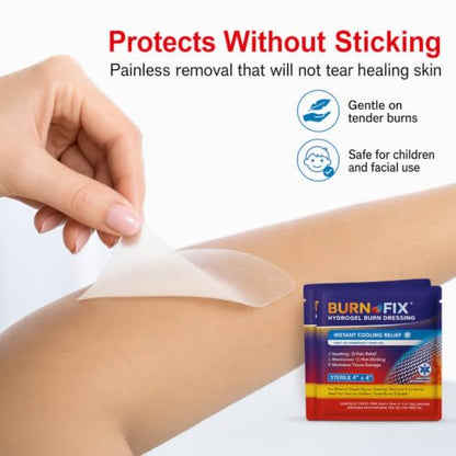 BurnFix® Burn Gel Dressing, 2 Pack, Sterile 4x4 Hydrogel Burn Pads - size: 1.4 Ounce (Pack of 2)