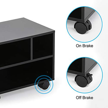 FITUEYES Mobile Printer Stand with Storage, Wood Small Printer Table, Black - color: Black