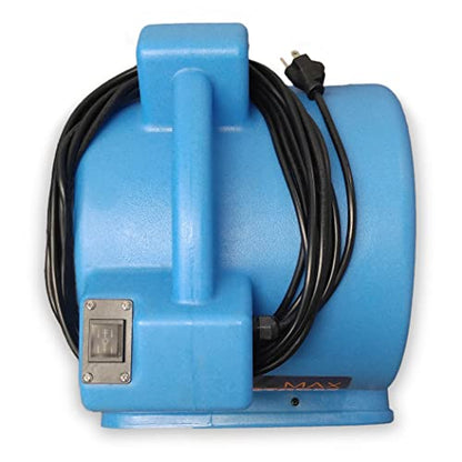 Max Storm 1/2 HP Durable Lightweight Air Mover Carpet Dryer Blower Floor Fan for Pro Janitorial Cleaner, Blue, 1 Pack