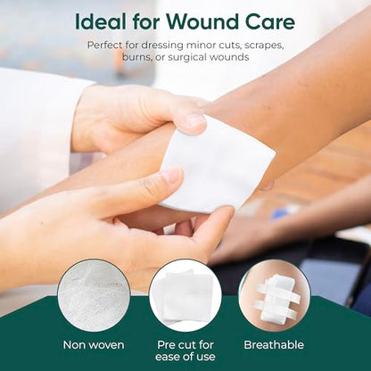 100pc 4x4 Gauze Swabs with 10 Alcohol prep Pads with 1pc Medical Tape