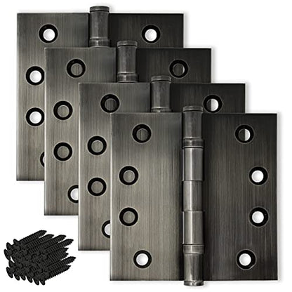 Solid Brass Door Hinge Heavy Duty Ball Bearing Polished 4x4 Inch - Set of 24 Hinges (Pewter) - color: Pewter