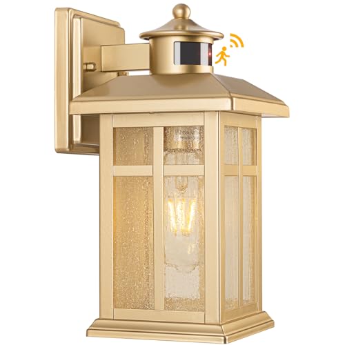 Brilvibera Outdoor Light Fixture Motion Sensor, Modern Outside Wall Lights - color: Gold, size: 12 inches